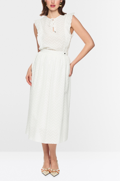 Cotton Blend Pleated Skirt