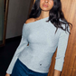 Never Fully Dressed Silver Ribbed Knit Tilly Top