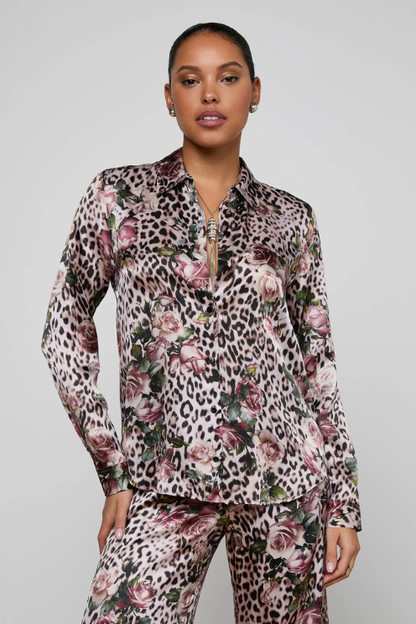 Tyler Silk Blouse - Rose Cheetah