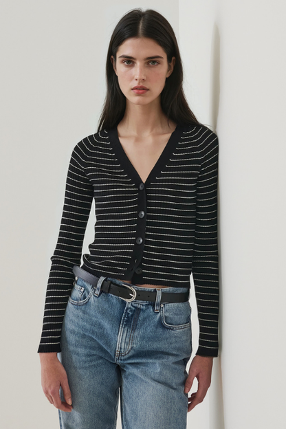 Fine Gauge Ribbed Cardigan