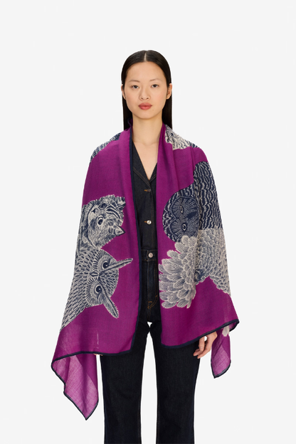 Chouette Wool Scarf – Purple