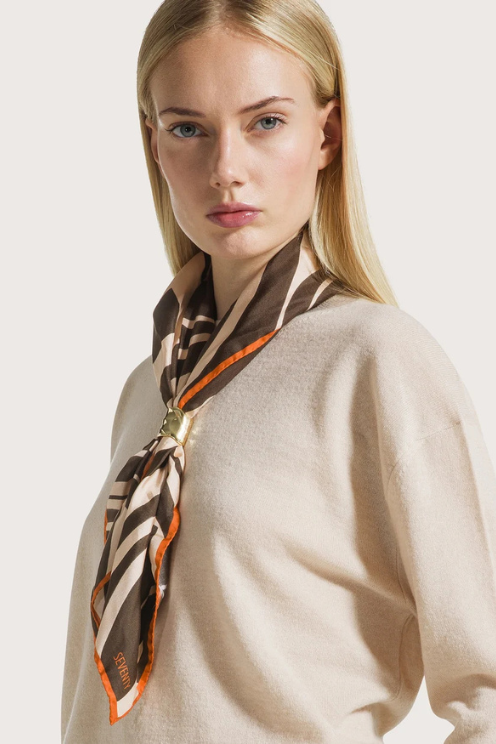 Printed Silk Scarf with Gold Cuff