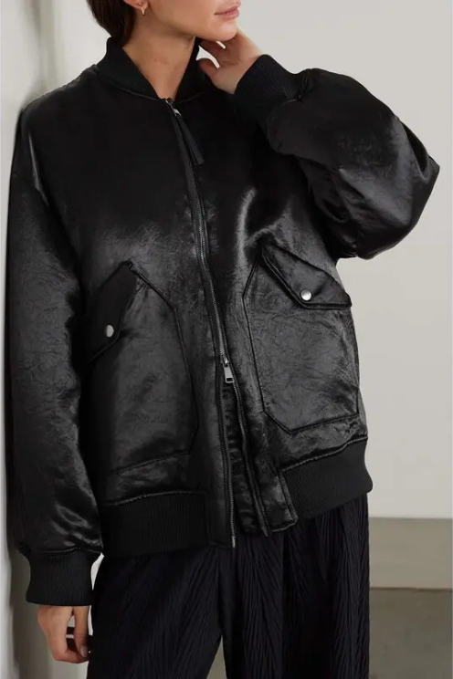 Oversized Satin Bomber Jacket