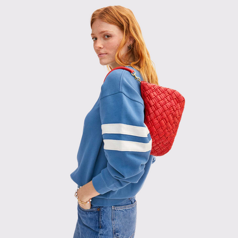 Clare V. Petit Moyen Handbag in Rosa Puffy Woven