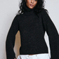 Autumn Cashmere Split Sleeve Cuffed Sweater With Detachable Snood