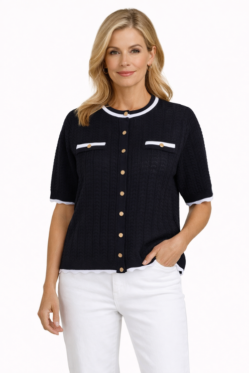 Trimmed Knit Cardi