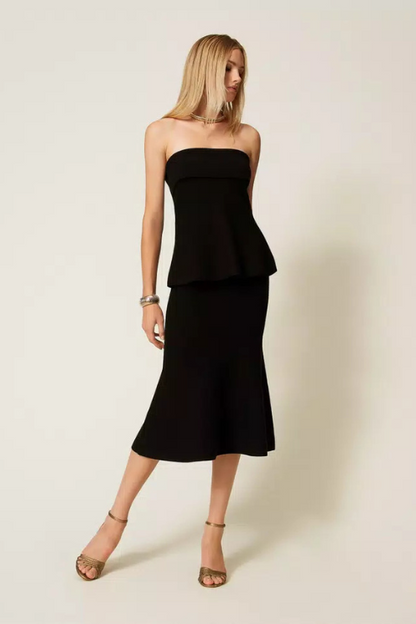 Midi Knit Skirt with Godet