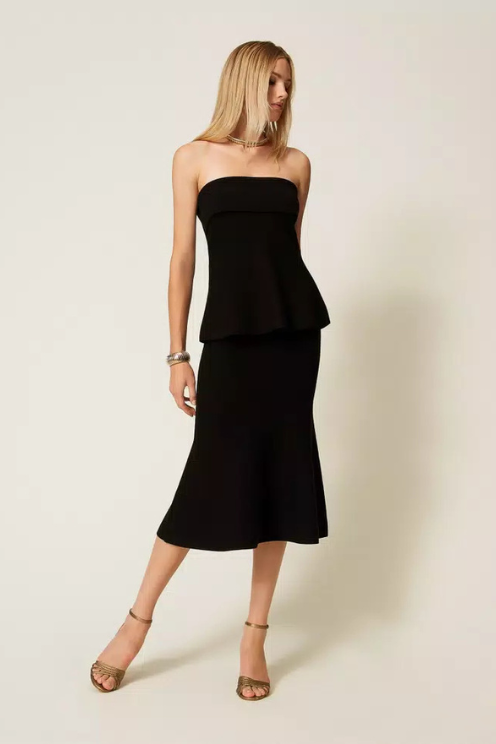 Midi Knit Skirt with Godet