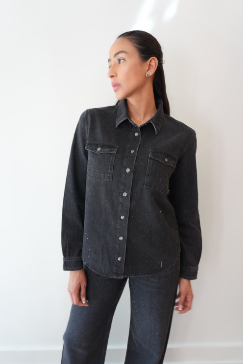 Rhinestone Denim Shirt