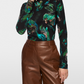 Stretch Feather Print Turtleneck