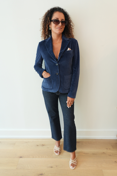 Slim Fit Velvet Jersey Blazer