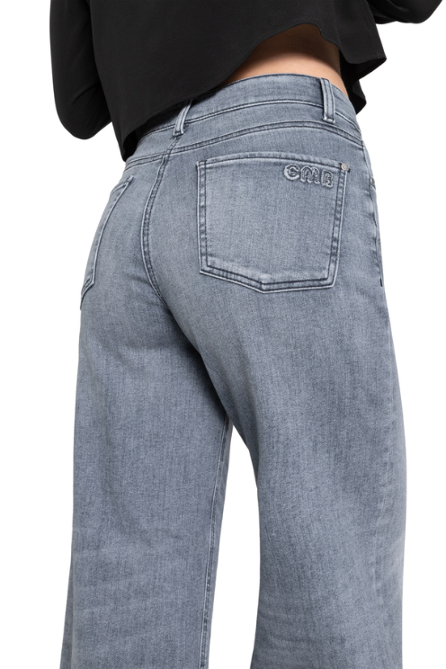 Palazzo Cropped Jean in Grey