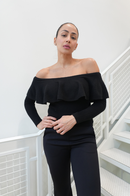 Off-the-Shoulder Ruffle Sweater