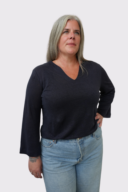 Linen Jersey V-Neck