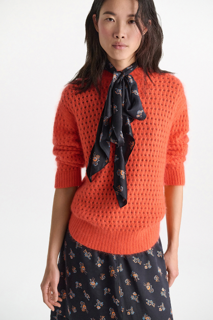 Silk-satin Signature Print Flounce Scarf
