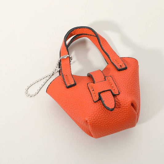 Faux Leather Stylish Mini Purse Bag Charm Orange