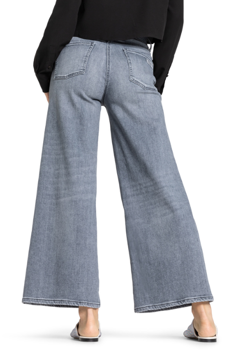Palazzo Cropped Jean in Grey