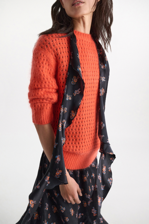 Silk-satin Signature Print Flounce Scarf
