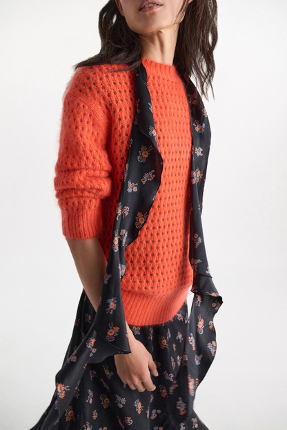Silk-satin Signature Print Flounce Scarf