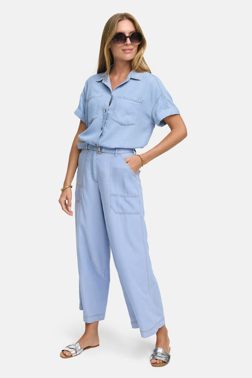 Wide-Leg Crop Denim Utility Pant