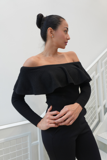 Off-the-Shoulder Ruffle Sweater