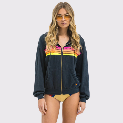 Aviator Nation 5 Stripe Zip Hoodie