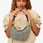 Petit Moyen Messenger - Black/Cream Woven Checker