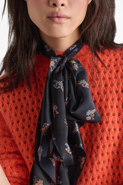 Silk-satin Signature Print Flounce Scarf