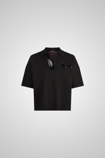 Embellished Collar Polo Top