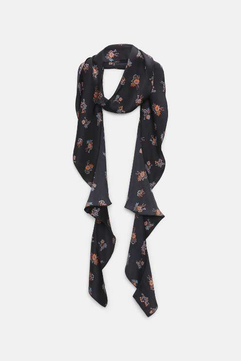 Silk-satin Signature Print Flounce Scarf