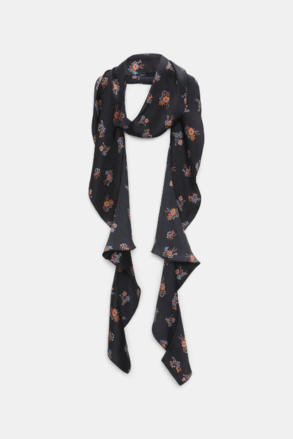 Silk-satin Signature Print Flounce Scarf