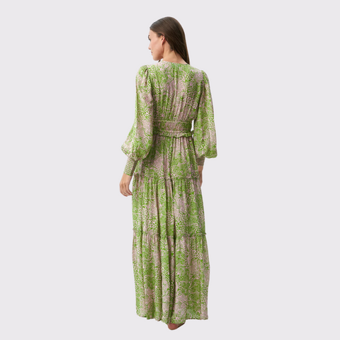 Taj Lulu Dress in Animal Green