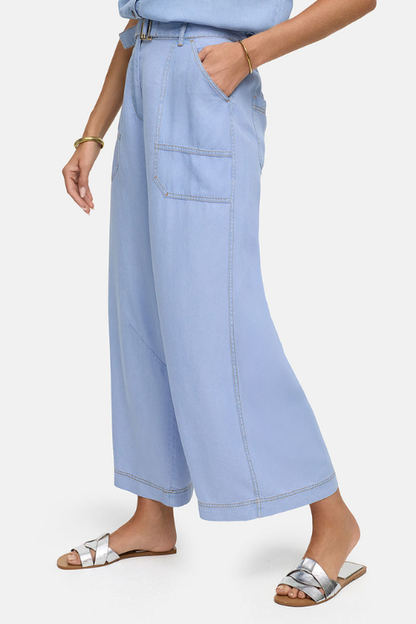 Wide-Leg Crop Denim Utility Pant