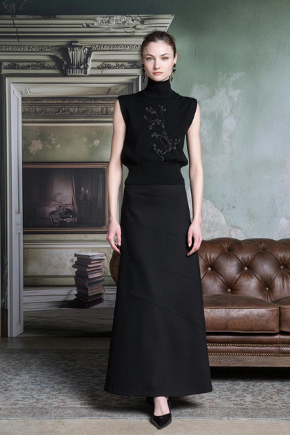 Stretch Merino Sleeveless Pull with Lurex Trimming