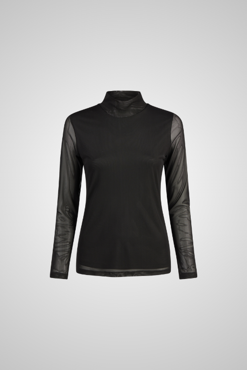 Long Sleeve Mesh Sleeve Turtleneck