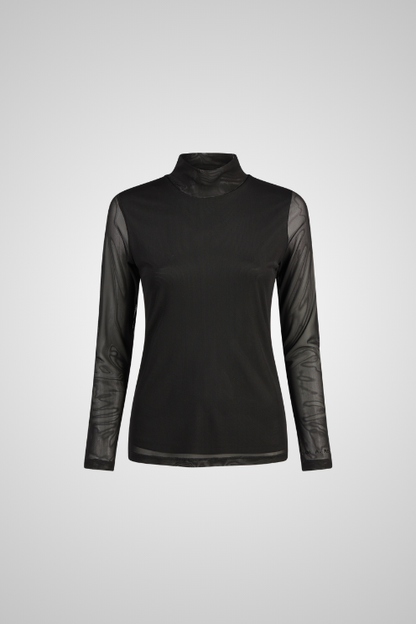 Long Sleeve Mesh Sleeve Turtleneck