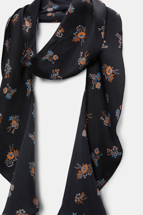 Silk-satin Signature Print Flounce Scarf