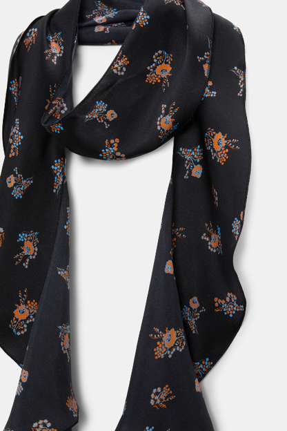 Silk-satin Signature Print Flounce Scarf