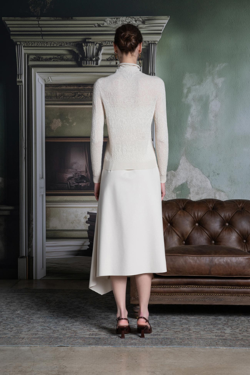 Lace Effect Merino Pullover