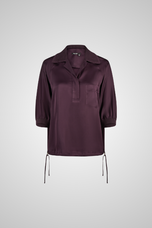Deep Plum Satin Utility Blouse