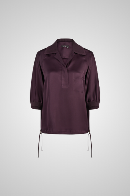 Deep Plum Satin Utility Blouse
