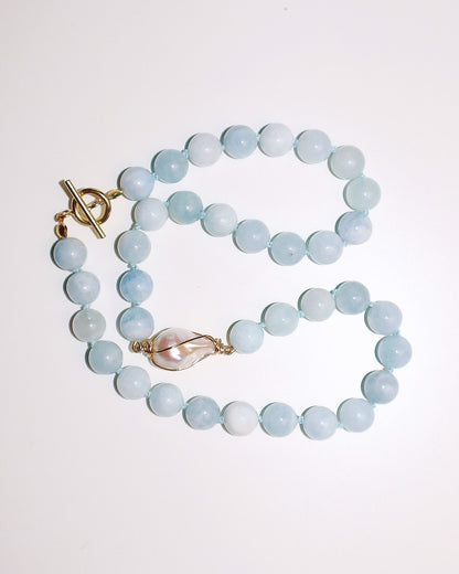 Aquamarine Baroque Collar - Small Beads