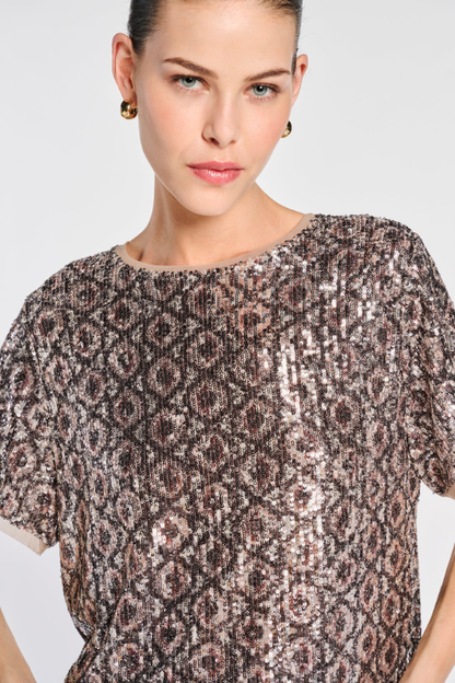 Sequin Short Sleeve Blouse