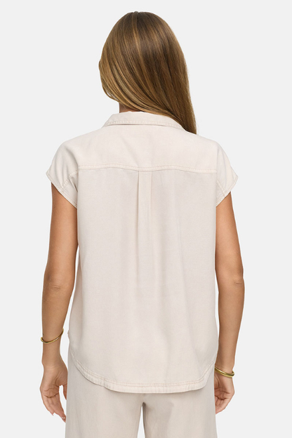 V-Neck Cap Sleeve Blouse