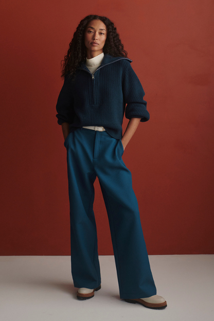Maura Half-Zip Rib Knit