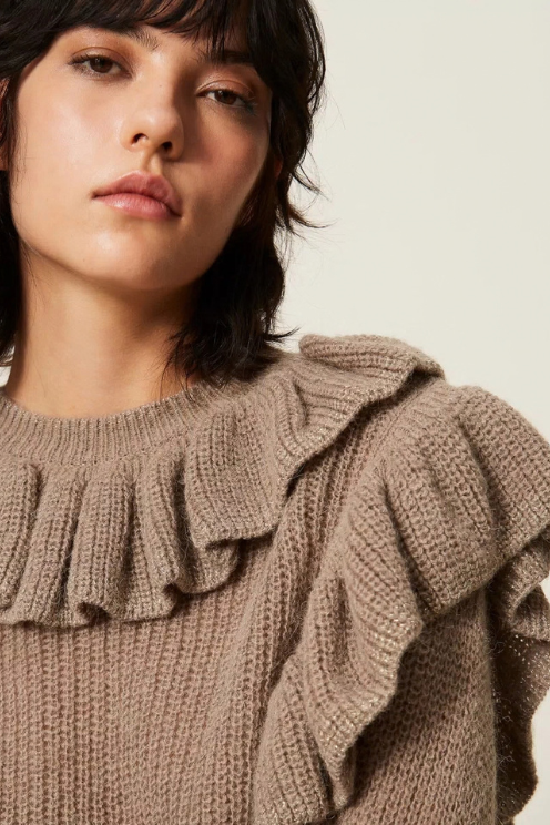Ruffle Jumper with Lurex Yarn