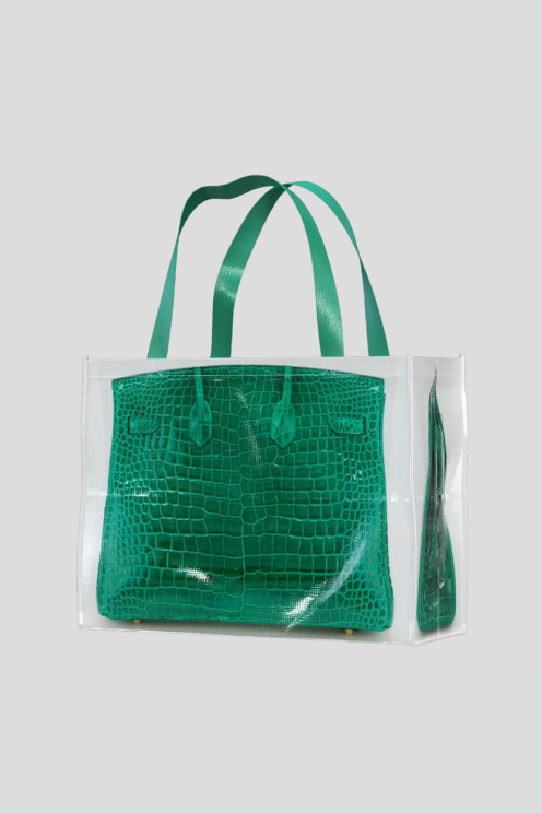 Designer Grocery Tote Green Croc
