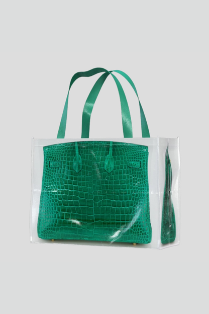 Designer Grocery Tote Green Croc