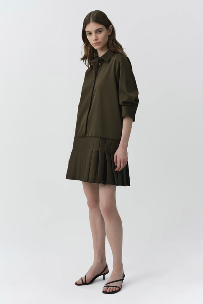 Regina Pleated Mini Shirt Dress
