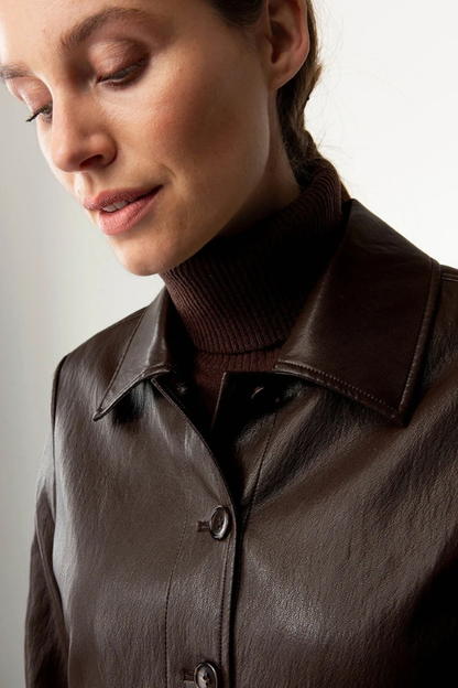 Chocolate Vegan Leather Jacket